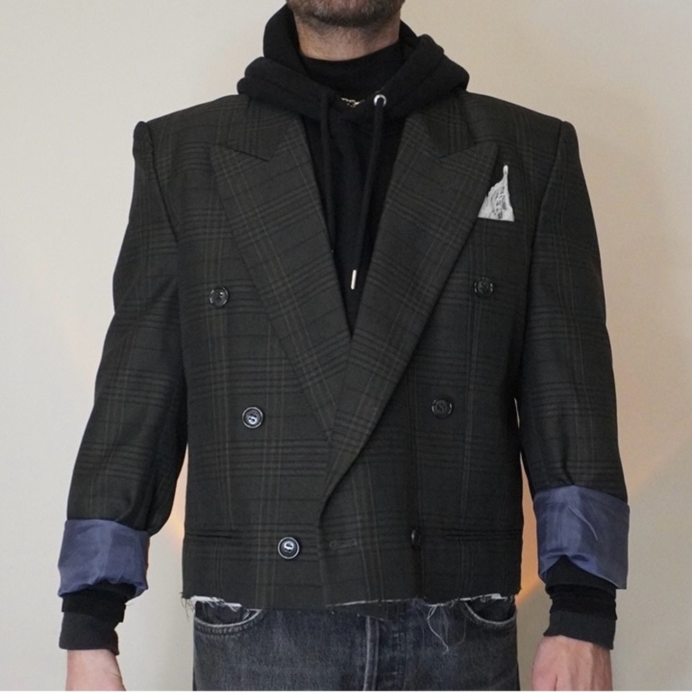 Men's Charcoal Double-Breasted Blazer